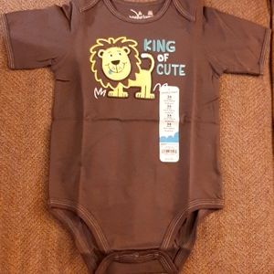 NWT Baby Toddler Boy Short Sleeve Onesie Bodysuit Grey, Yellow Lion, Cute, 24 Mo